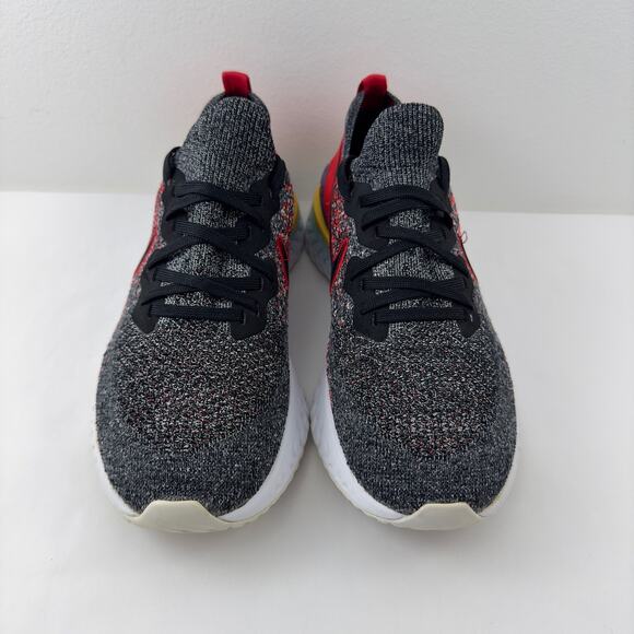 Nike Epic React Flyknit 2 black hyper jade university red running shoes - Picture 3 of 10